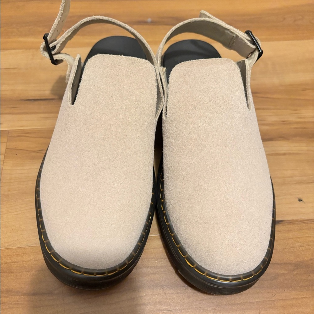 Dr. Martens Beige Suede Slingback Clogs